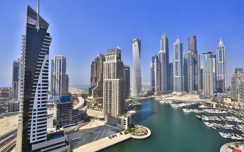 View of skyscrapers in Dubai Marina, UAE Dubai Marina
