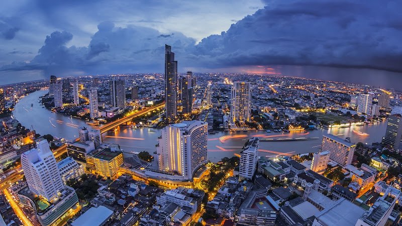 Spectacular view of Bangkok City Skyline at night Bangkok, Thailand