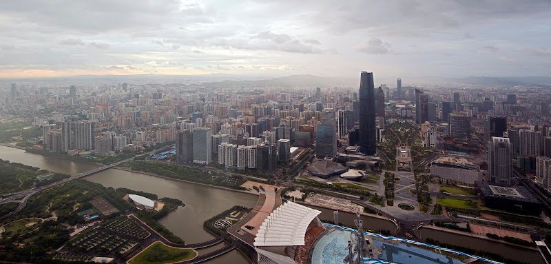 Spectacular drone view of Guangzhou City, China Guangzhou City