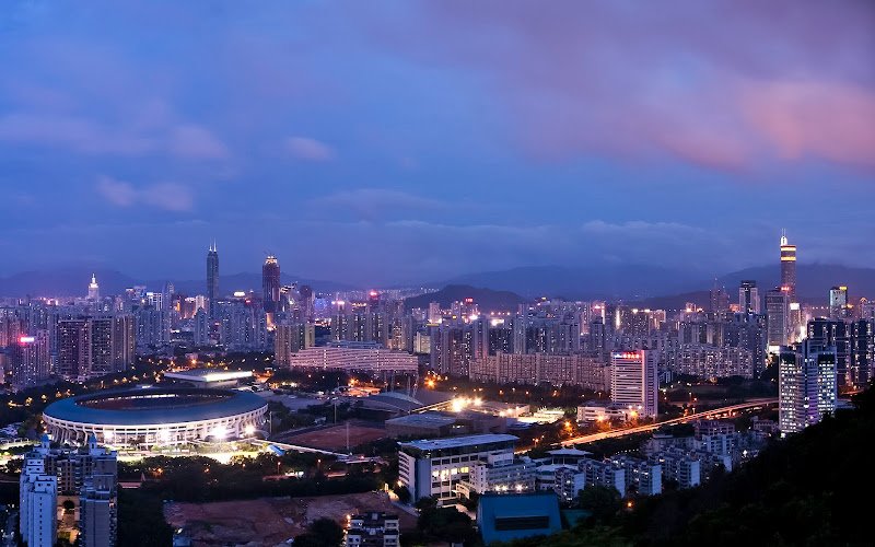 Amazing view of Shenzhen City skyline at night Shenzhen City