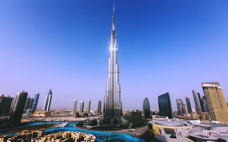 Stunning view of Burj Khalifa from Downtown Dubai, UAE Downtown Dubai